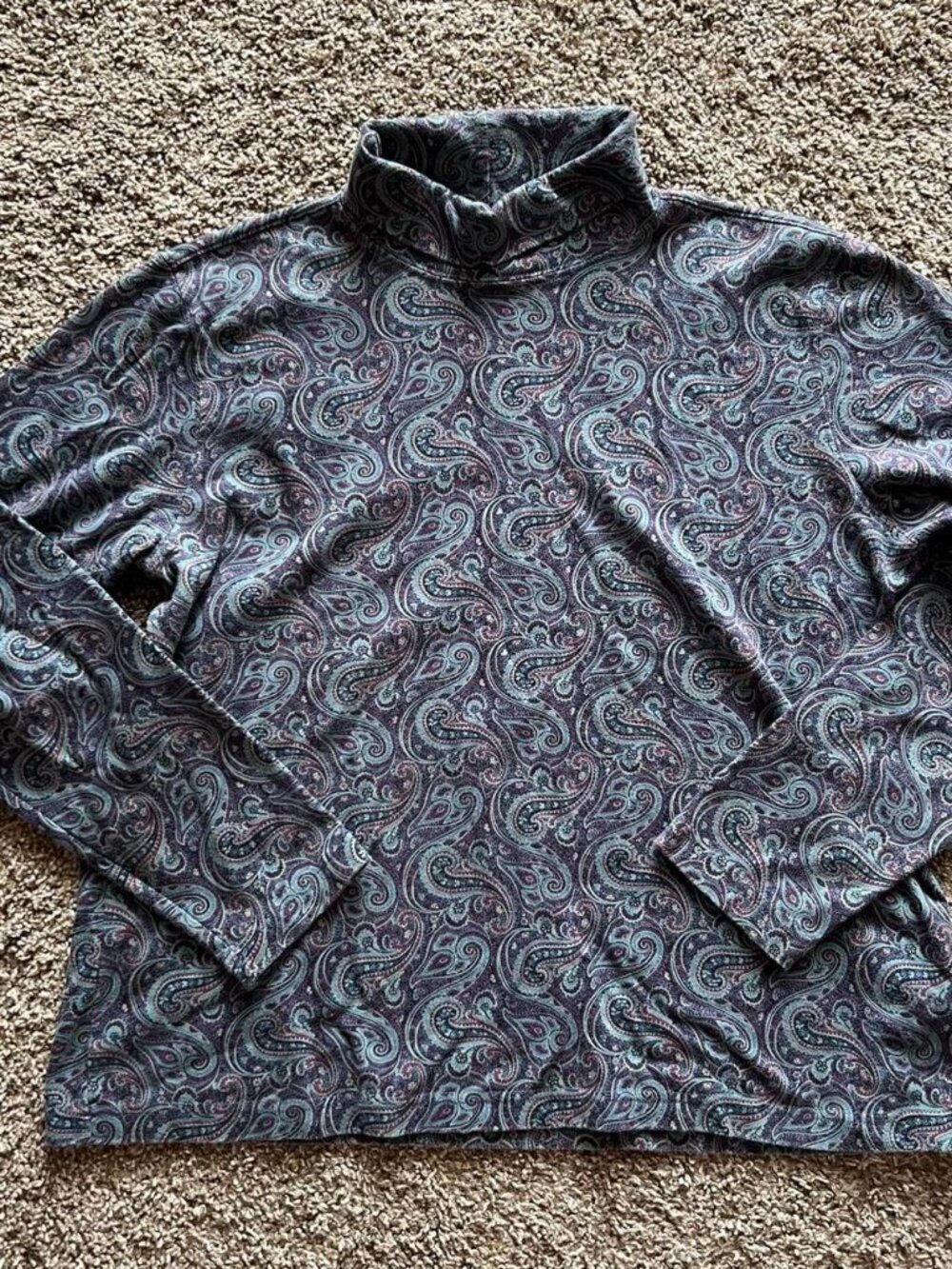 Land's End Purple Paisley Turtleneck